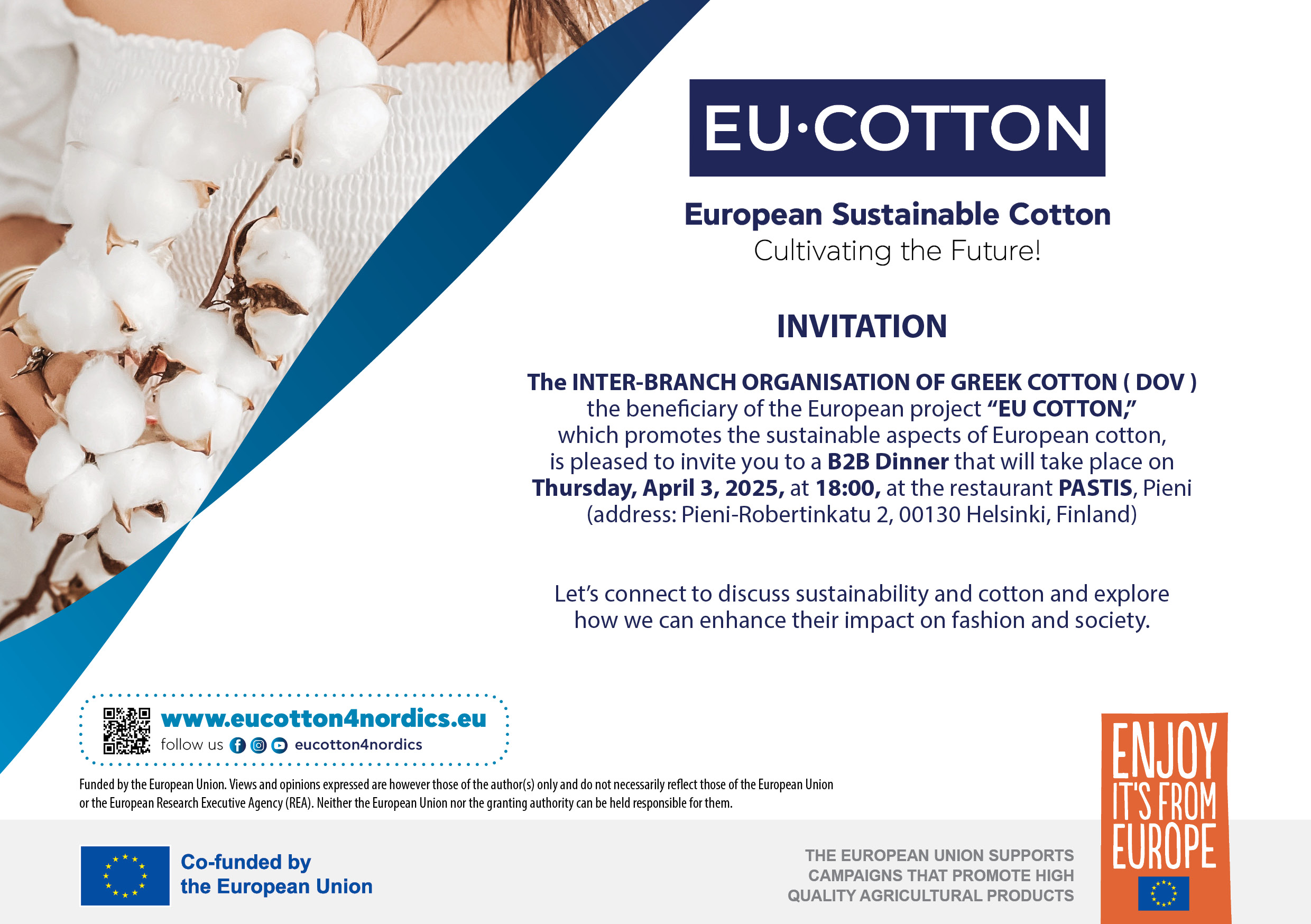 EUCOTTON INVITATION B2B Dinner Helsinki 2